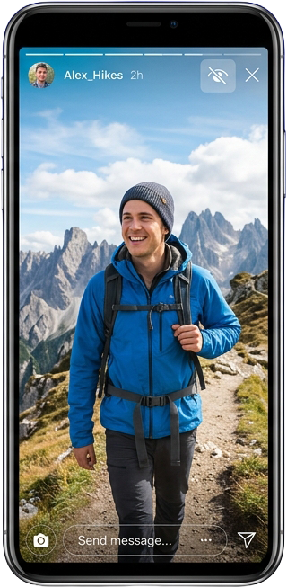 Anonymous Instagram Reels player showing a Reel in playback with privacy shield